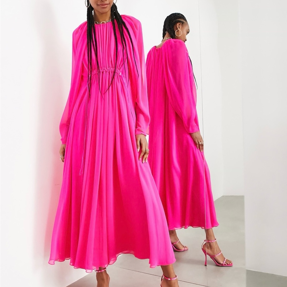 ASOS Hot Pink Long Sleeve Maxi Dress